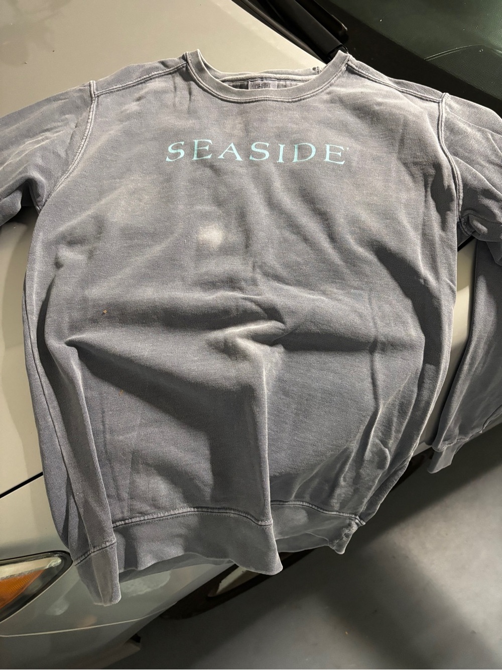 Seaside Logo Crewneck Sweatshirt Distressed Style- Slate Blue